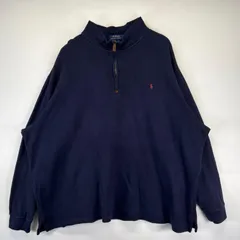 古着 ポロ・ラルフローレン POLO RALPH LAUREN ニット 大きいサイズ ハーフジップ トレーナー ワンポイントロゴ 4XB  ネイビー メンズ