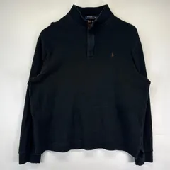 古着 ポロ・ラルフローレン POLO RALPH LAUREN ニット 大きいサイズ ハーフジップ トレーナー ワンポイントロゴ 2XL  ブラック メンズ