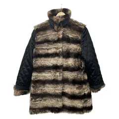 Gres(グレ) コート レディース美品  - 黒×ダークブラウン 長袖/シルク混/ラビット(ラパン)/リバーシブル/秋/冬