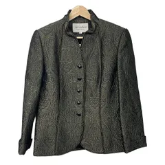 JUN ASHIDA(ジュンアシダ) ジャケット サイズ9 M レディース美品  - 黒×ゴールド 長袖/ペイズリー柄/ラメ/秋/冬