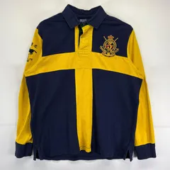 古着 ポロバイラルフローレン Polo by Ralph Lauren 長袖 ポロシャツ 大きいサイズ ラガーシャツ バックロゴ刺繍 XL  ネイビー メンズ