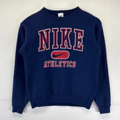 古着 90's/90年代 ナイキ NIKE USA製 スウェット トレーナー クルーネック 大判プリントロゴ 銀タグ XL  ネイビー キッズ