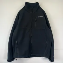 古着 コロンビア Columbia ナイロンジャケット ソフトシェル ワンポイントロゴ フルジップ フリース L  ブラック メンズ