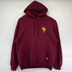 古着 90's/90年代 ラッセル Russell パーカー 大きいサイズ トレーナー プルオーバー 刺繍デザイン XL  レッド系 メンズ