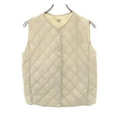 UNIQLO ユニクロ パフテックキルティング ベスト S アイボリー ウォームパデッド 収納袋付き レディース 古着