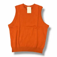 参考上代17600円 未使用 crepuscule Stripe Mesh Knit Vest ストライプメッシュニットベスト ジレ クレプスキュール 2501-018 オレンジ 2 （7083M）