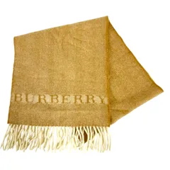 【希少・美品】BURBERRY バーバリー ロゴ カシミヤ 100％ マフラー ベージュ キャメル 茶色 メンズ レディース ユニセックス 男女兼用 ストール シンプル アースカラー 上品 CASHMERE