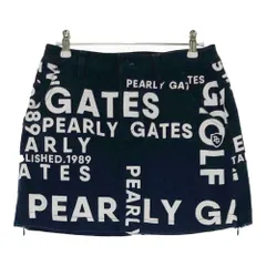 サイズ：00 PEARLY GATES パーリーゲイツ  ストレッチスカート 30周年 ロゴ総柄 ネイビー系 [240101621185] ゴルフウェア レディース ストスト