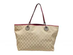 グッチ  GGキャンバス トートバッグ ショルダーバッグ ベージュ GG柄 レザー レディース 120838 ショッピングバッグ  手提げ レディース ＧＵＣＣＩ  