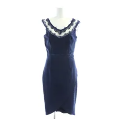 リトルミストレス Little Mistress カラードレス ワンピース ノースリーブ M 紺 ネイビー レース /AP