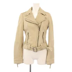 バーバリーブルーレーベル BURBERRY BLUE LABEL ダブルライダースジャケット 羊革 クロップド丈 38 ベージュ E1F06-121-40 /KHのサムネイル