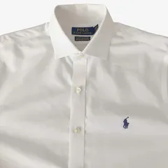 Polo Ralph Lauren(ポロ・ラルフローレン) ワイドカラーシャツ 15 1/2-34/35 白 無地 / Slim Fit イージーケア ストレッチ コットン100% メンズ