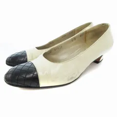 サルヴァトーレフェラガモ Salvatore Ferragamo ローヒールパンプス シューズ ポインテッドトゥ つま先切替 キルティング レザー 6.5 24㎝ ベージュ /AE ■GY18