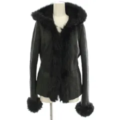 ダナキャランニューヨーク DKNY ラムレザー ジャケット ムートンコート 羊革 4 黒 ブラック JKN2YA9807 /☆Gのサムネイル