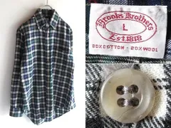 希少 90sビンテージ Brooks Brothers ブルックスブラザーズ コットンウール チェックネルシャツ BDシャツ L ブルー グリーン ボタンダウン