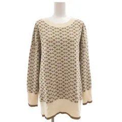 アンタイトル UNTITLED 洗える ジャカード ウールブレンドニット セーター 長袖 大きいサイズ 44 幾何柄 白 ホワイト 茶 ブラウン BC153-17461 /GV