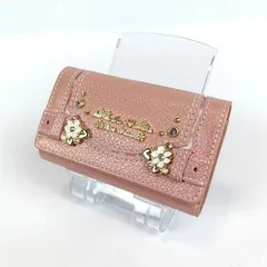 未使用 Samantha Thavasa Petit Choice サマンサタバサプチチョイス 5連 キーケース キーリング付き ロゴ レザー ピンク レディース ラインストーン フラワー ベルトデザイン ラメ レディース 極美品 付属品無し