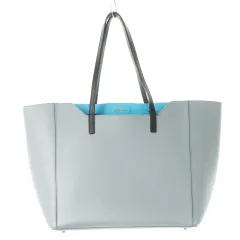 フルラ FURLA トートバッグ 大容量 レザー 革 PVC ロゴ 配色 切替 青 ブルー グレー /CK11 ■GY01