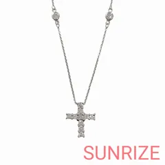 Pt850 ダイヤモンド 0.41ct クロス ネックレス【N1144】