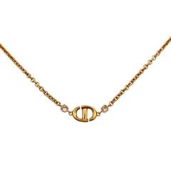 ディオール Dior ネックレス CD Navy ペンダント メタル/ラインストーン ピンクゴールド レディース