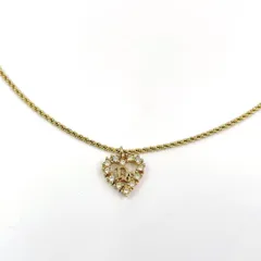 Christian Dior ハートモチーフ ラインストーン メタル×ラインストーン クリア×ゴールド ネックレス