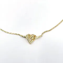 Christian Dior ハート ラインストーン GP×ラインストーン クリア×ゴールド ネックレス