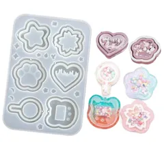 レジンモールド シャカシャカ流砂型シリコンモールド ハート型フラワースター ネコツメクマ uvレジン型ホログラム シェイカーモールド DIY手作りキーホルダーペンダント アクセサリー デコレーションツール