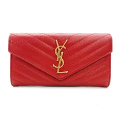 サンローラン SAINT LAURENT カサンドラ 長財布 レッド レザー ゴールド金具 財布 YSL 7-11-727