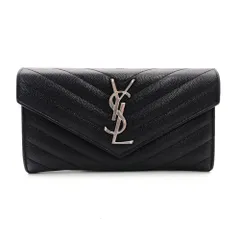 サンローラン SAINT LAURENT カサンドラ 長財布 ブラック レザー シルバー金具 財布 YSL R8011061