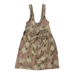  PINK HOUSE ピンクハウス 小花柄ノースリーブワンピース ブラウン系 コットン100％ レトロ レディース F【Z1764】