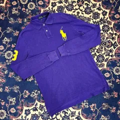 ポロラルフローレン BIGロゴ刺繍 パープルカラーTシャツ M(95-100)