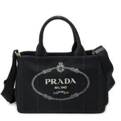 [中古] PRADA プラダカナパ スモール トート黒カナパキャンバスA