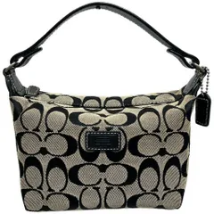 COACH コーチ ハンドバッグ アクセサリーポーチ ミニバッグ シグネチャー キャンバス レザー ブラック 肩掛け レディース