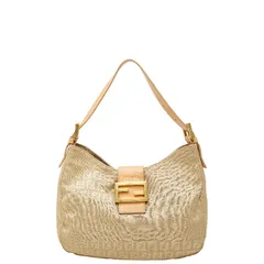 フェンディ ズッキーノ マンマバケット ベージュ キャンバス レザー レディース FENDI【1-0256270】