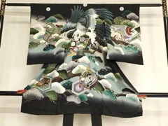 平和屋着物[]お宮参り　男の子　祝着　産着　初着　のしめ　鷹　吉祥松文　暈し染め　金彩　正絹　逸品　AABF2348ja