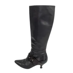 FERRAGAMO/SalvatoreFerragamo(サルバトーレフェラガモ) ロングブーツ 6 D レディース - 黒 ガンチーニ/アウトソール張替済 レザー