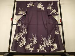 単衣夏着物】絽 白鷺 紫正絹 付下げ 御所解 - メルカリ