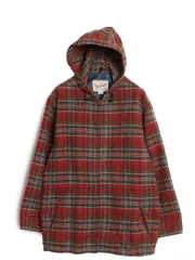 【お得なクーポン配布中!】 90s USA製 ウールリッチ フルジップ ウール ジャケット レディース M 古着 オールド パーカー チェック ブルゾン ジャンパー ハーフ コート