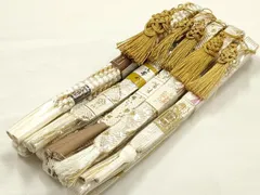 平和屋着物●和装小物　上質な帯締め5本セット　礼装用　高麗組　笹浪組　金糸　亀房付き　正絹　逸品　未使用　AABF9895ay