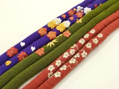 平和屋着物●和装小物　上質な帯締め3本セット　丸ぐけ　刺繍　松竹梅　花柄　金糸　撚り房　逸品　AABF9898ay