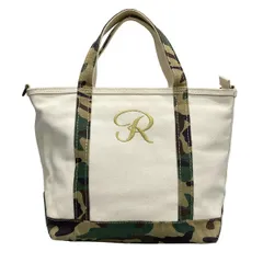 L.L.Bean(エルエルビーン) トートバッグ - 白×ダークグリーン×マルチ 迷彩柄/イニシャル刻印