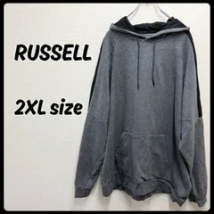 RUSSELL 無地 フーディー プルオーバーパーカー 2XLサイズ グレー 古着