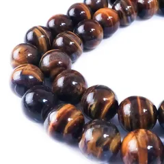 ハンドメイド アクセサリー 手芸 10mm【約38粒入り】パワーストーン パーツ 一連 きらきらぷんぷん丸 ビーズ ブレスレット用 NS-010 【天然石】イエロータイガーアイ