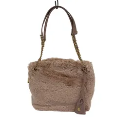 Samantha Thavasa(サマンサタバサ) ショルダーバッグ - ピンクベージュ×ライトピンク チェーンショルダー フェイクファー