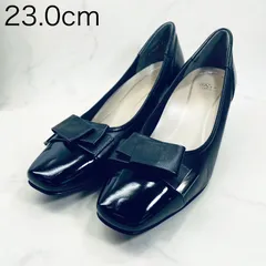 【新品 訳あり】リズラフィーネ　モチーフリボンパンプス　23.0㎝　黒