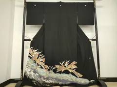 平和屋着物■豪華黒留袖　作家物　駒刺繍　束ね熨斗飛鶴文　金彩　正絹　逸品　AABG0879ck