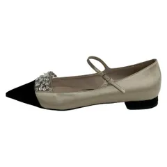 miumiu(ミュウミュウ) パンプス 38 レディース - ベージュ×黒×クリア ビジュー/ビーズ