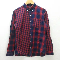 g■ビームス/BEAMS 長袖BDシャツ/チェックシャツ【M】赤紺/men's/68【中古】■