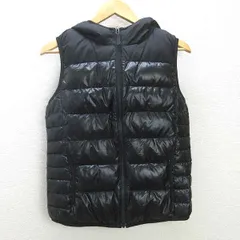 g■ユニクロ/UNIQLO ウルトラライトダウンベスト/フーディ【L】黒/LADIES/J1【中古】■