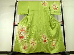 平和屋着物■訪問着　手描き　駒刺繍　御所車花文　暈し染め　正絹　逸品　AABG1653fy